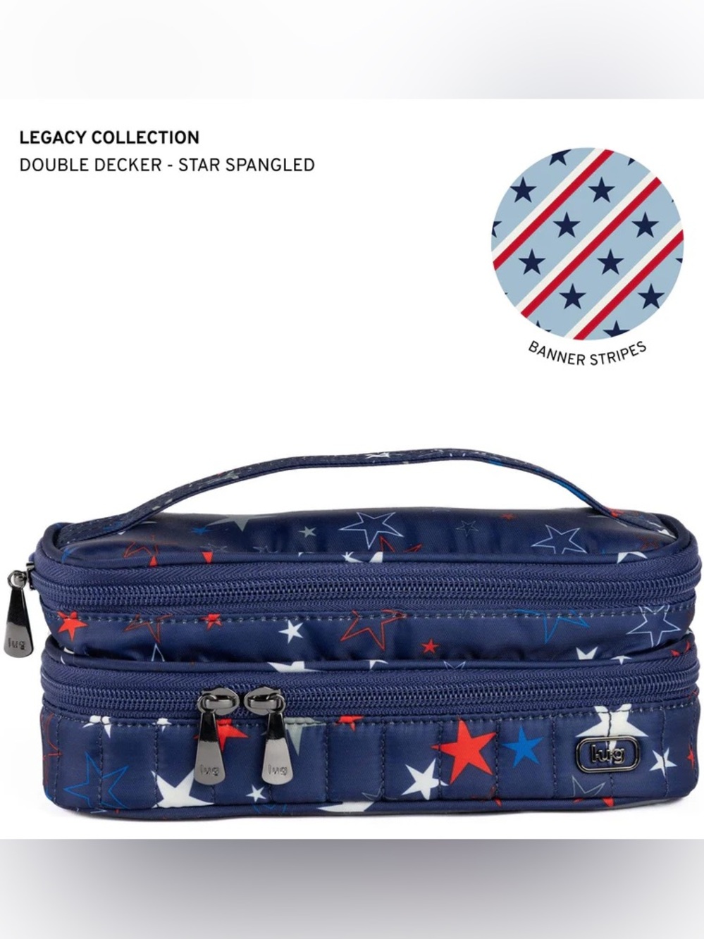 Lug Legacy Collection Double Decker Cosmetic Case Star Spangled Red White & Blue